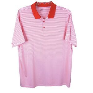 Nike Golf Dri-Fit Standard Fit Short Sleeve Polo Shirt‎ Men's XXL Red Striped